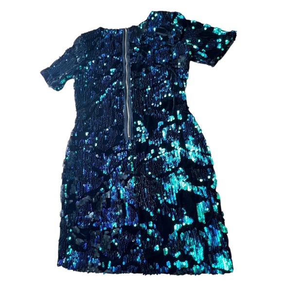 Topshop Velvet Sequin Mermaid Iridescent Holiday Party Cocktail Mini Dress, Sz 6 - Picture 7 of 12